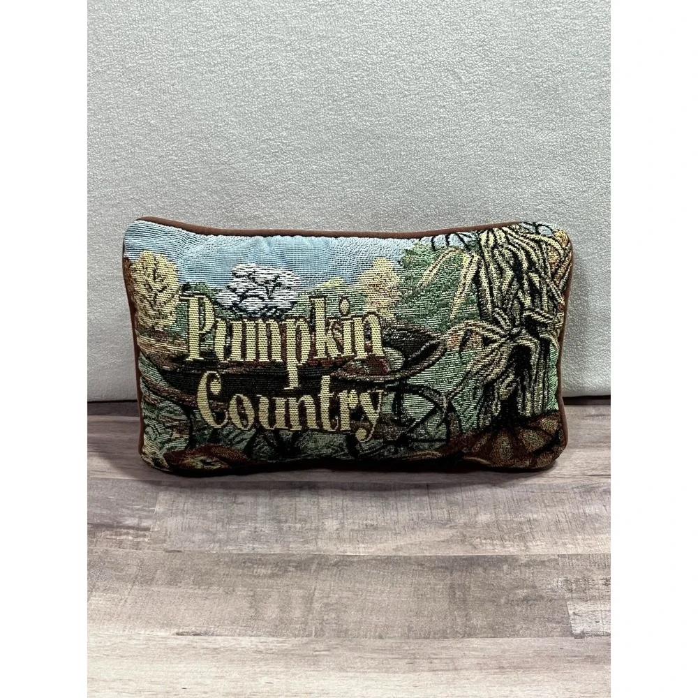 Pumpkin Country Pillow Tapestry Fall Pumpkin Patch Wheelbarrow Corn Harvest